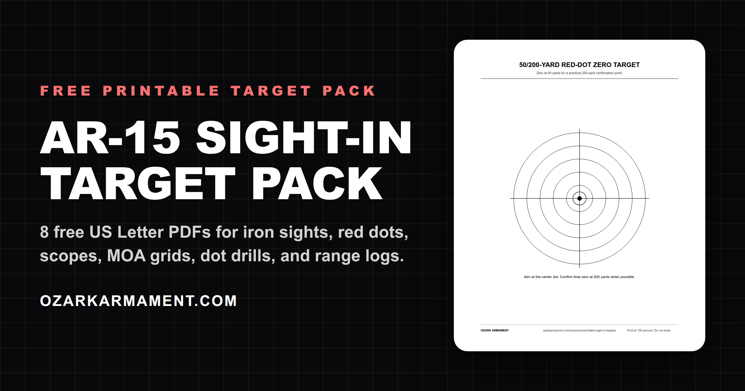 Free Printable AR-15 Sight-In Target Pack | OZARK ARMAMENT